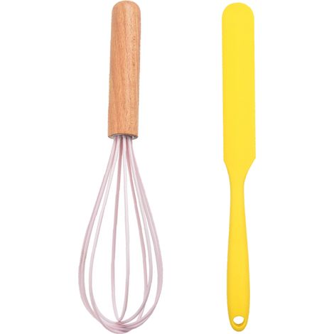 Ensemble Ustensiles Cuisine - Silicone Et Bois De Hêtre - Résistant Chaleur Et Anti-Rayures - Pour Casseroles Antiadhésives - Lot De 2 Pièces (1/5)