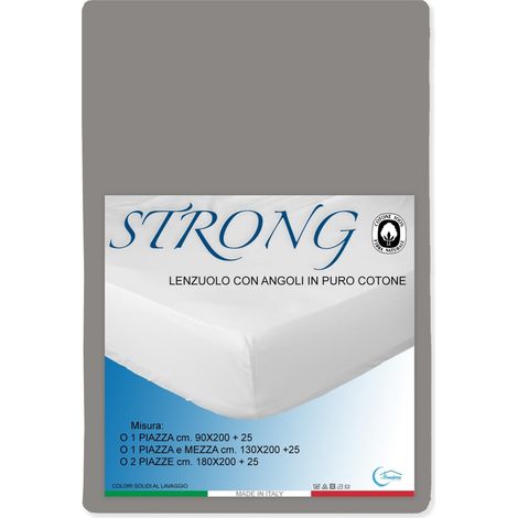 LENZUOLO con ANGOLI STRONG tinta unita TORTORA made in Italy Una Piazza