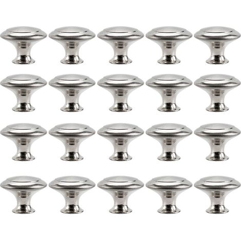 Lot de 20 boutons, nickel brossé, acier inoxydable, avec vis, pour meubles, cuisine, salle de bain (1/5)