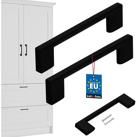 KOTARBAU® Küchenmöbelgriffe, klassisch-modern, länglich, matt schwarz, 126 mm Lochabstand, 96 mm Lochabstand, 2er-Set