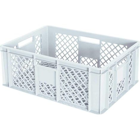 BRB 54 Stück Eurobehälter durchbrochen/Bäckerkiste, LxBxH 600x400x240 mm, PE-HD, lebensmittelecht, Palettenware (weiß)
