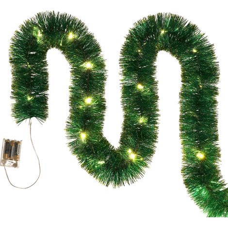 Catena LED per albero di Natale verde Natale, a batteria, PER ALBERO DI NATALE, 6 metri