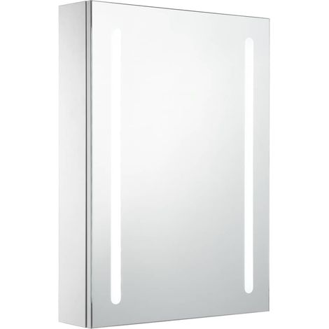 Armadietto Bagno Mobile da Bagno con Specchio e LED 50x13x70 cm (1/5)