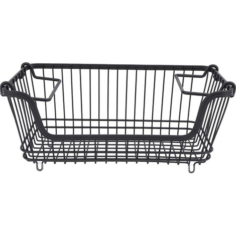 Poubelle de Congélateur de Garde-manger en Fil Métallique Robuste 2 Paniers de Congélateur Empilables de Grande capacité Accès Facile Paniers de Rangement en Fer Noir Les Fils (1/5)