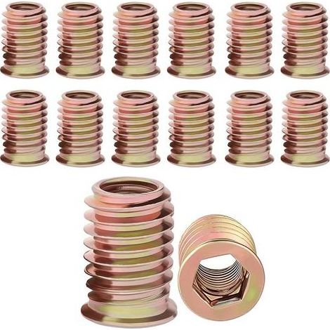 Insert Fileté Bois M6 Insert Fileté M6 x 10mm écrous à Visser 30 Pièces Galvanisés écrou Hexagonal Fileté pour Meubles en Bois (1/5)