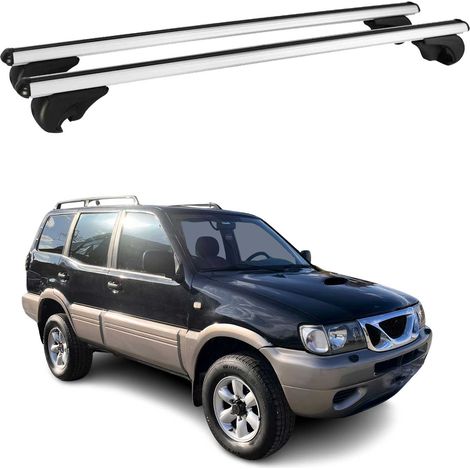 OMAC Aluminium Dachträger Querträger für Nissan Terrano II R20 1993-2005 – TÜV / DIN 75302:2019 – Abschließbar – Max. 75 kg – 2 Stangen Silber (1/5)