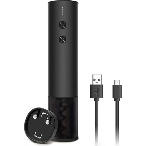 Ouvre-bouteille électrique automatique, tire-bouchon électrique rechargeable avec coupe-capsule et câble USB (noir) (1/5)