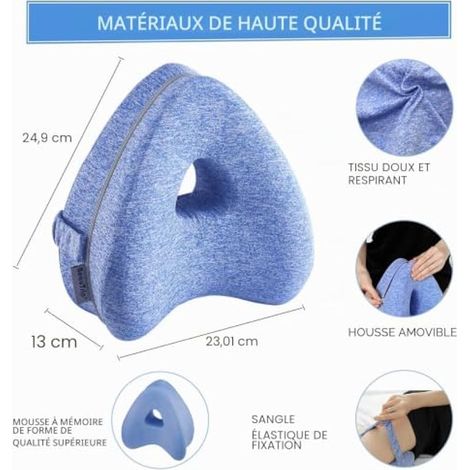 Coussin de Jambe, Genouillère Ergonomique pour Dormir, Genouillère en Mousse à mémoire de Forme avec Sangle pour dormeur latéral, Coussin de Soutien de Jambe avec Housse Amovible (1/4)