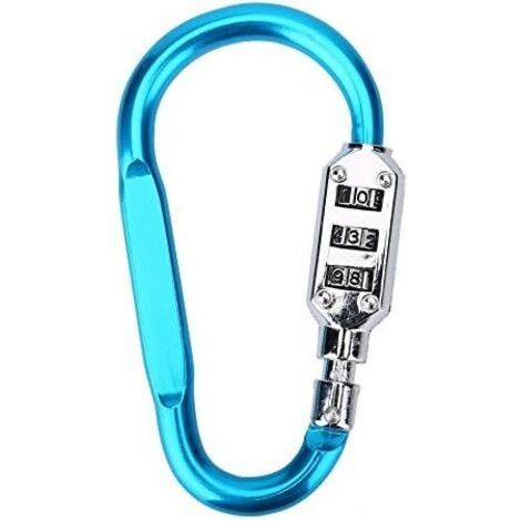 Antivol de casque. porte-clés mousqueton. cadenas à molette à 3 positions. porte-clés mousqueton. cadenas mousqueton à combinaison. antivol. étanche. cadenas de valise. mousqueton LOCK (bleu clair). (1/5)
