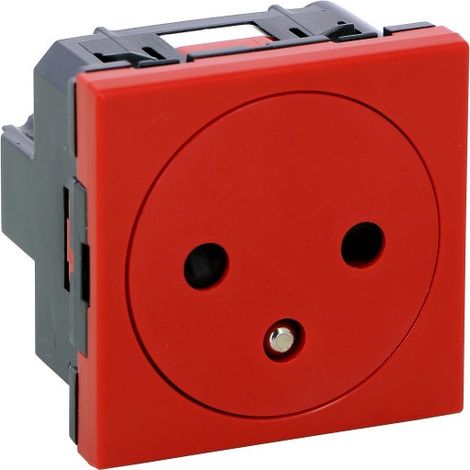 Legrand 077133 Presa elettrica Legrand Mosaic - 2P+T con incasso a filo - 2 moduli - rosso enjo