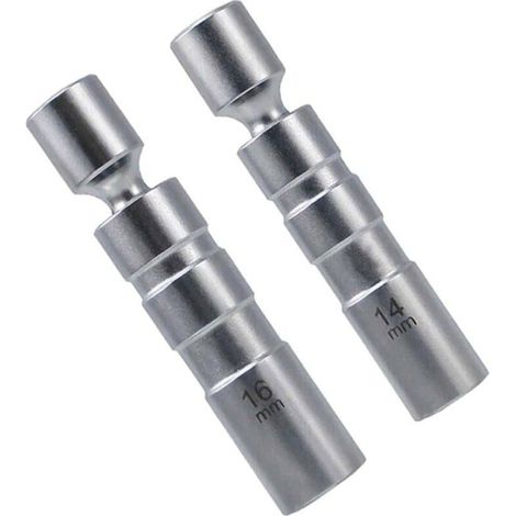 Douille bougie 14mm / clé à bougie 16mm, 2 pièces de clé à bougie, outil spécial pour automobiles, douille à bougie pivotante à paroi mince 12 pans 3/8 pouces CR-V – OUYLAF (1/4)