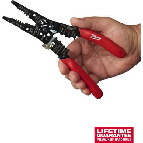 PINZA SPELLAFILI MULTIUSO CON CRIMPATRICE PER FILI DA 0,75 MM A 6 MM IDEALE PER TAGLIARE SPELARE E CRIMPARE - MILWAUKEE (1/4)