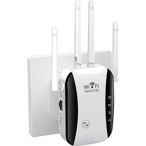 Répéteur WiFi Puissant 300Mbps，2.4GHz Amplificateur WiFi avec WPS,Répéteur WiFi 4 Antennes, 1 Ports LAN, Compatible avec Toutes Les Box Internet (1/5)