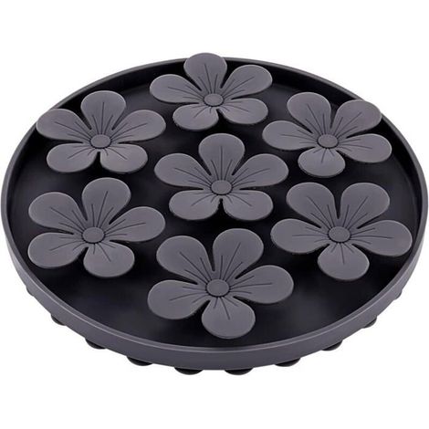 gris Gamelle Anti Glouton Chien,Slow Feeder pour Animaux Chat/Chien en Silicone Caoutchouc Doux Mignon en Forme de Fleur Étiquette (1/5)