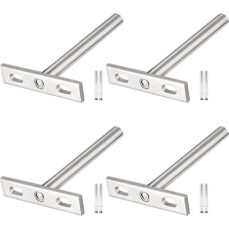 4 Pièces Supports Étagères Flottante Invisibles Fixation Cachée Forme de T Support d'Étagère Mural pour Fixation de Étagère en Bois Consoles Invisible Boiseries Étagères DIY (1/5)