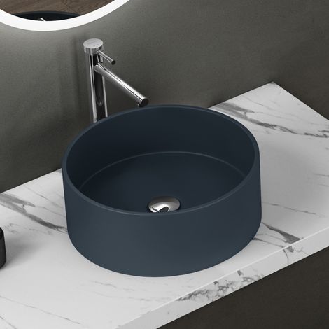 doporro Vasque à Poser Ronde Gris Noir Mat Lavabo Circulaire Évier 40x40x15cm Lave Mains Salle de Bains Colossum804 (1/5)