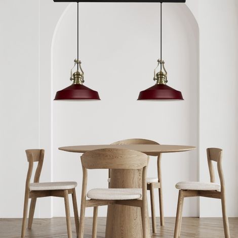 bamyum Asletl Suspension Luminaire Industrielle Rétro en Metal Lot de 2, Lustre de Salon Vintage, Éclairage de Plafond pour Chambre, Cuisine, Lampe Suspendue Bordeaux (1/3)