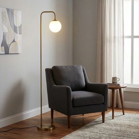 [GEBRAUCHT] B-Ware Stehleuchte Lampe Viran Glas Goldfarben Antik Wohnzimmer Schlafzimmer Esszimmer (1/2)