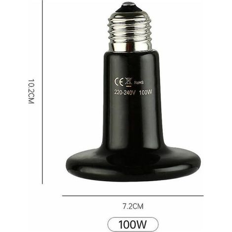 Lot de 2 lampes chauffantes céramique 100W pour reptiles, tortues, lézards, perroquets – Chauffage solaire pour animaux grimpants avec contrôle de température et veilleuse. (1/5)