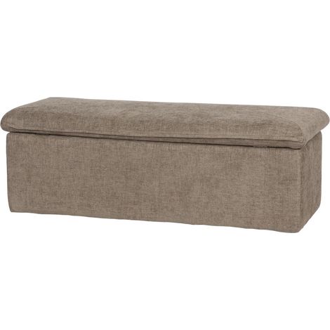 Amadeus - Coffre bout de lit Doug taupe L 123 cm en tissu (1/3)