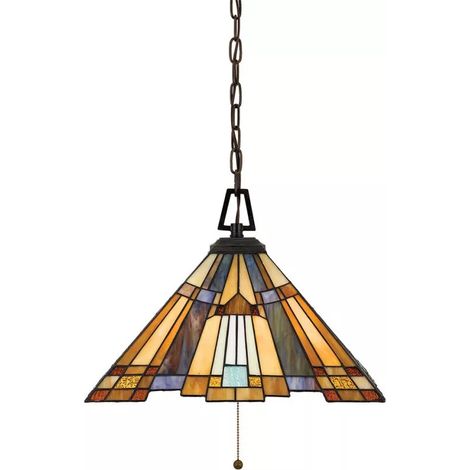 Elstead Inglenook - Lampada a sospensione a 3 luci in bronzo, Tiffany, E27 (1/4)