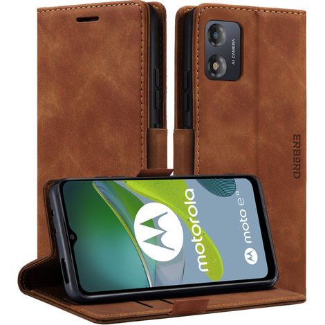 Funda para Motorola Moto E13 4G, Erbord Vintage Wallet Flip Cover, Marrón (1/5)