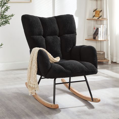 Sillón mecedora 69x89x101 cm gris oscuro de poliéster con estructura reforzada y montaje fácil (1/5)