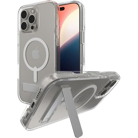 Étui de protection Zagg Crystal Palace Snap Kickstand avec support pour iPhone 16 Pro Max compatible MagSafe (transparent)