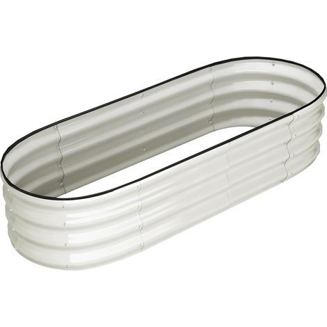 Bacs potagers surélevés galvanisés lot de 2 forme ovale base ouverte drainage optimal légumes fleurs plantes jardin terrasse extérieur (1/5)
