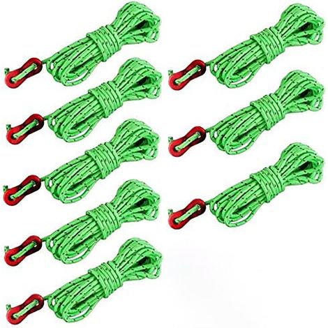 8PCS Corde Tente Camping avec Tendeurs de Tente, Corde de Tente Réfléchissante Corde Camping Corde en Nylon, 4mm4m