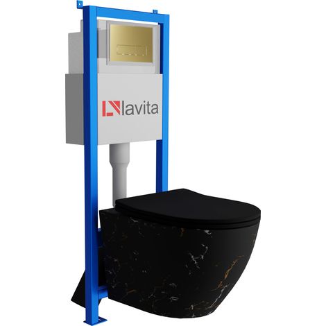 Bâti-support Lavita LAV 101 à 40 cm + WC Sofi Slim Fire sans bord + plaque de commande LAV 200.3.5 d'orée Kit complet WC (1/5)