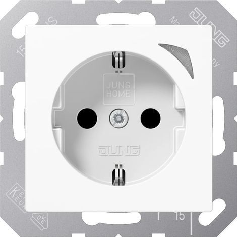 JUNG HOME Enchufe SCHUKO® Energy, 16 A 250 V , con indicador de función, SAFETY+, serie AS/A, blanco alpino BT A 1521 SE WW