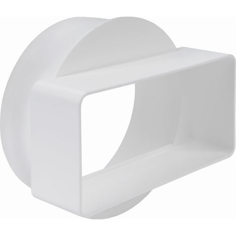 Flat fitting 110x55 mm, Round pipe transition Ø100 mm, White ABS, Kitchen heating and ventilation (1/5)