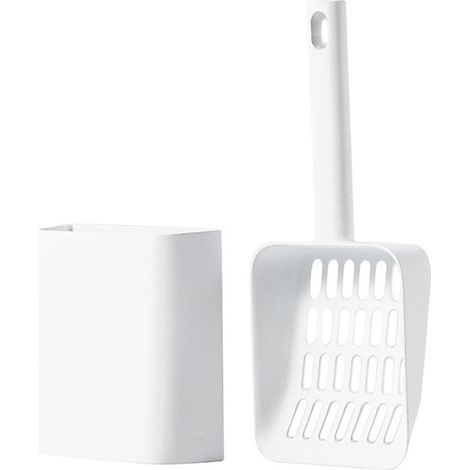 Pelle à litière pour Chat avec Support Kitty Litière Scoop Pelle en Plastique Fournitures de Nettoyage Animal tamisage Scooper poignée Hygiènes pour Maison Toilette Chats (Blanc) (1/5)