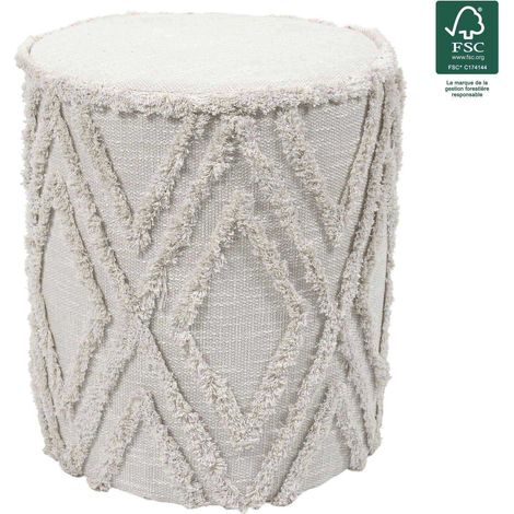 Pouf - HOME DECO FACTORY - Mirage - Effet Tissé - Beige (1/2)