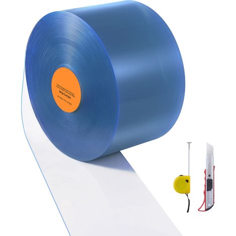 Rideau à lanières PVC transparent, 15 m x 20 cm, rouleau pour porte, idéal pour chambres froides, supermarché, garage, entrepôt, grange, animalerie. (1/5)
