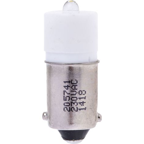 Voyant à LED Blanc, culot BA9S, 230V c.a. ( Prix pour 1 )