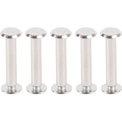 Kit de 30 rivets et vis M4 en acier inoxydable, écrous plats ronds pour reliure et décoration de cuir, 5 x 25 x 9,5 mm (1/5)
