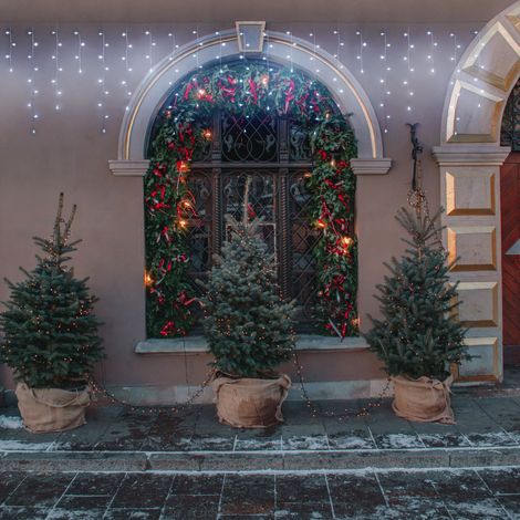 Cascata luci con led per esterno decorazione natalizie 360 cm -Bianco Freddo (1/4)
