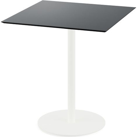 Urban table de bistrot avec piètement blanc + plateau HPL noir 70x70 cm - Feros (1/4)
