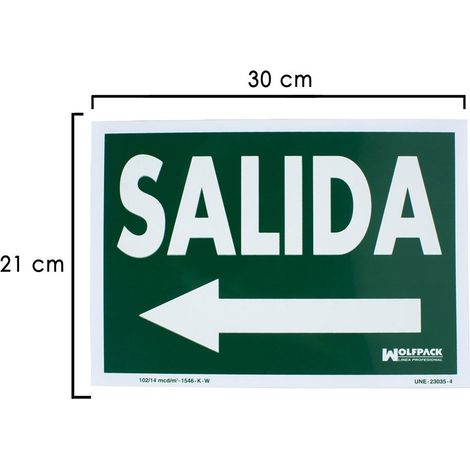 Fluoreszierendes Schild Ausgang links 21x30 cm.