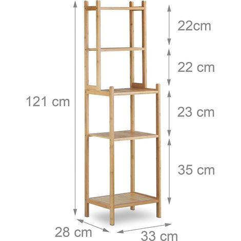 Mensola da bagno in bambù 5 ripiani 121 cm 3213070