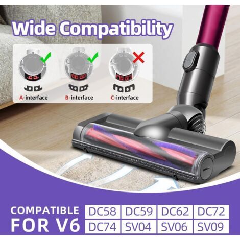 Staubsaugerbürstenkopf kompatibel mit Dyson V6 DC58 DC59 DC61 DC62 DC72 DC74, Ersatzteile kompatibel mit SV04 SV06 SV09, Hochleistungsmotorbürste, Walzenantriebsbürste (1/4)