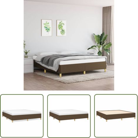 The Living Store Bettgestell ohne Matratze Dunkelbraun 180x200 cm Stoff - Bettrahmen - Doppelbett - Massivholzbette - Lattenrost - Boxspringbetten (1/5)