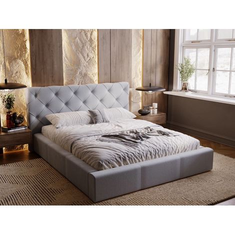 Lit rembourré avec rangement 120x200 velours gris clair Milano (1/5)