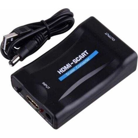 Péritel vers HDMI Adaptateur,1080p HD Convertisseur Scart vers HDMI Compatible pour NTSC PAL pour Sky HD Blu Ray PS3 TV VCR VHS, etc. (1/4)