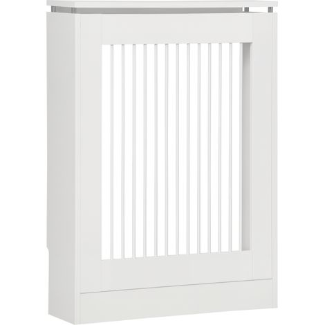 Cache-radiateur, en MDF, blanc, 60 x 18 x 84 cm, étagères de rangement, pour salon chambre, habillage décoratif, sécurité et finition (1/5)