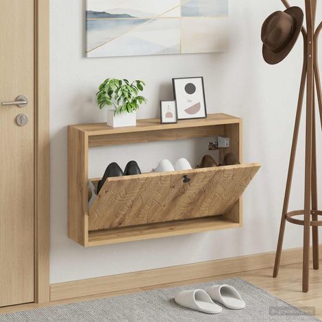 vidaXL Wall-Mounted Shoe Cabinet DELFT 71 x 17 x 43 cm Engineered Wood (1/5)