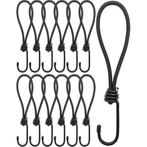 Spanngummis mit Haken 20cm, 12 Stück, Schwarz (1/5)