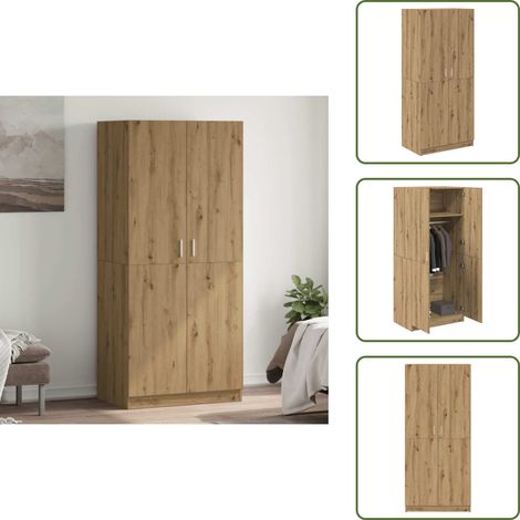 Kleiderschrank Artisan-Eiche 90x52x200 cm Holzwerkstoff - Kleiderschrank - Kleiderschränke - Schrank - Lagerschrank (1/5)